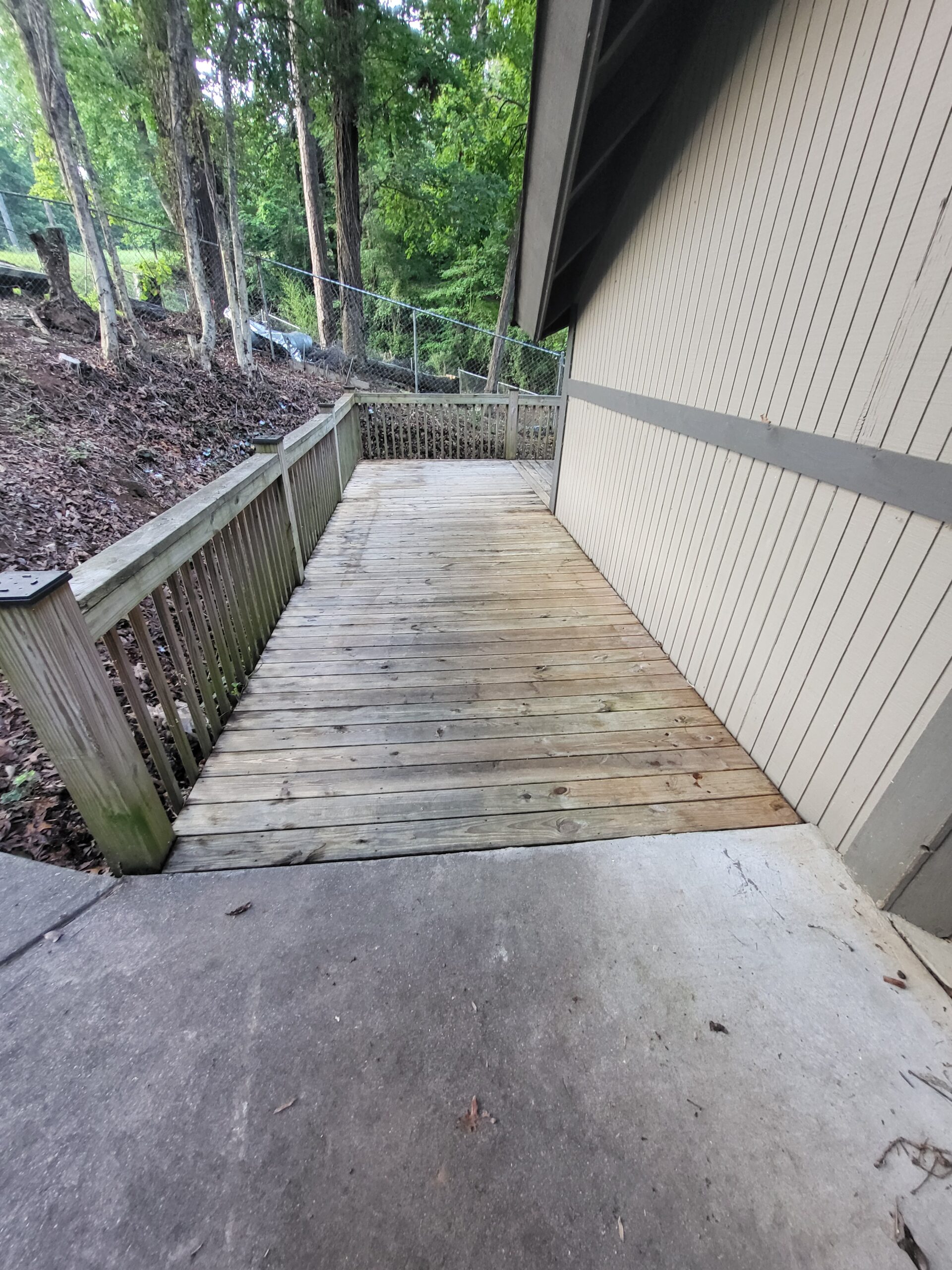 Deck after pressure washing